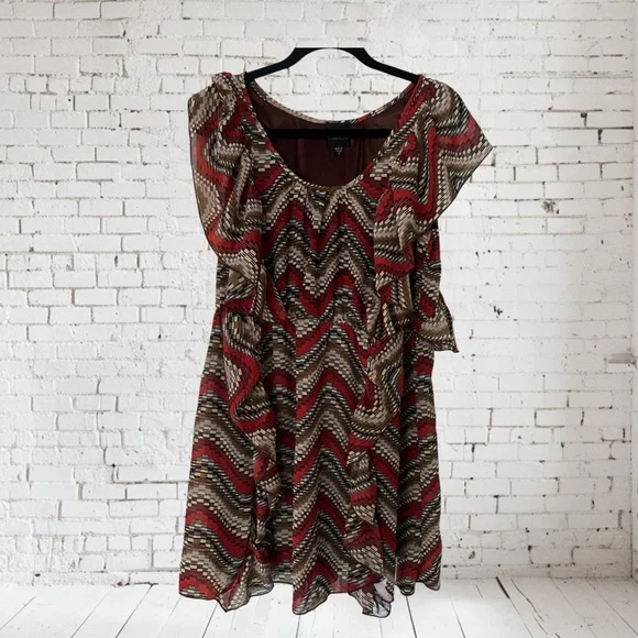 bebe | Dresses | 2b Bebe Multicolor Chevron Dress Size L Chiffon Dress |  Poshmark
